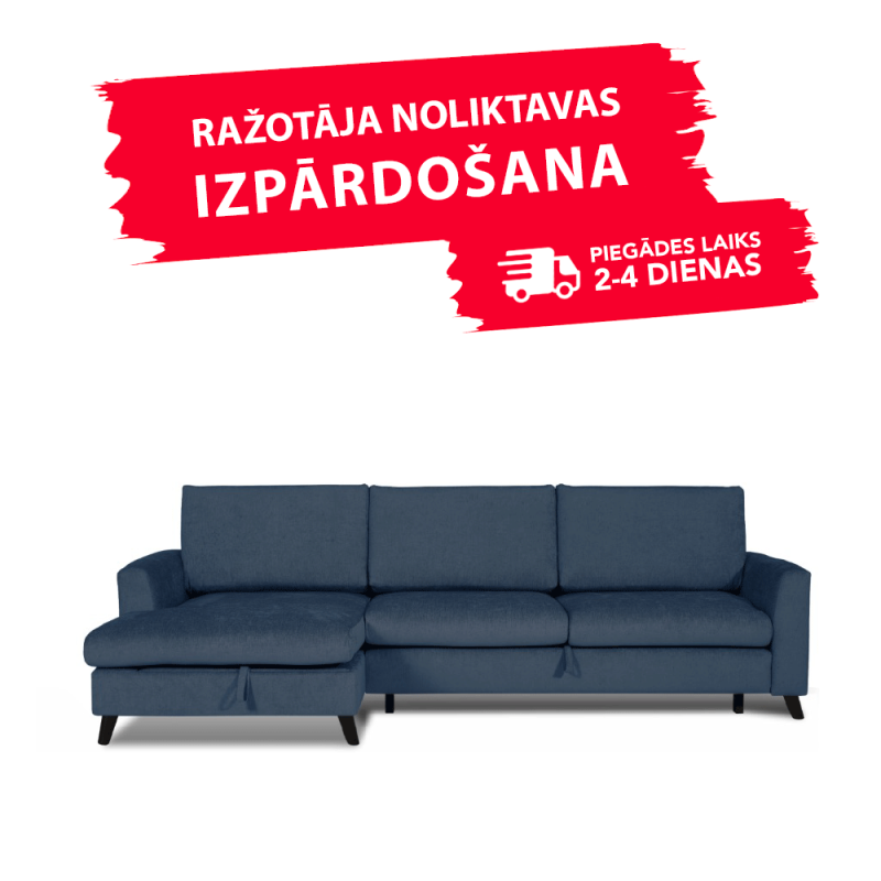 Sofa MARIO SLEEPING (Kairysis kampas, ištraukiamas)(Mėlynas)